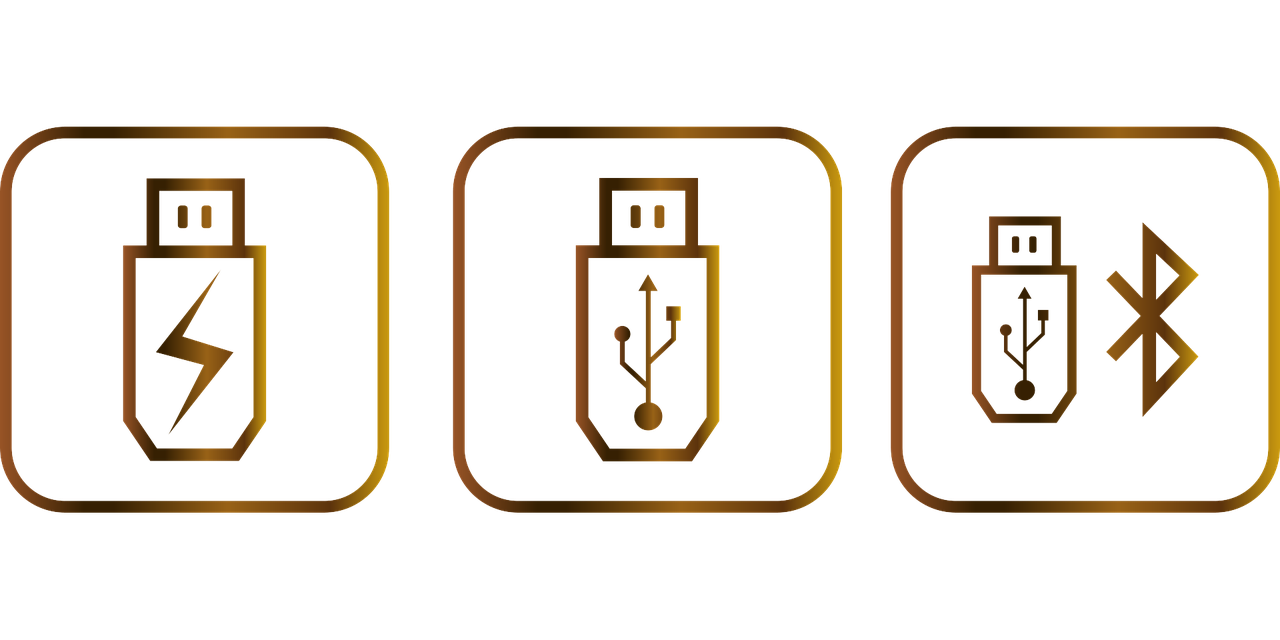 Bluetooth logo on three USBs