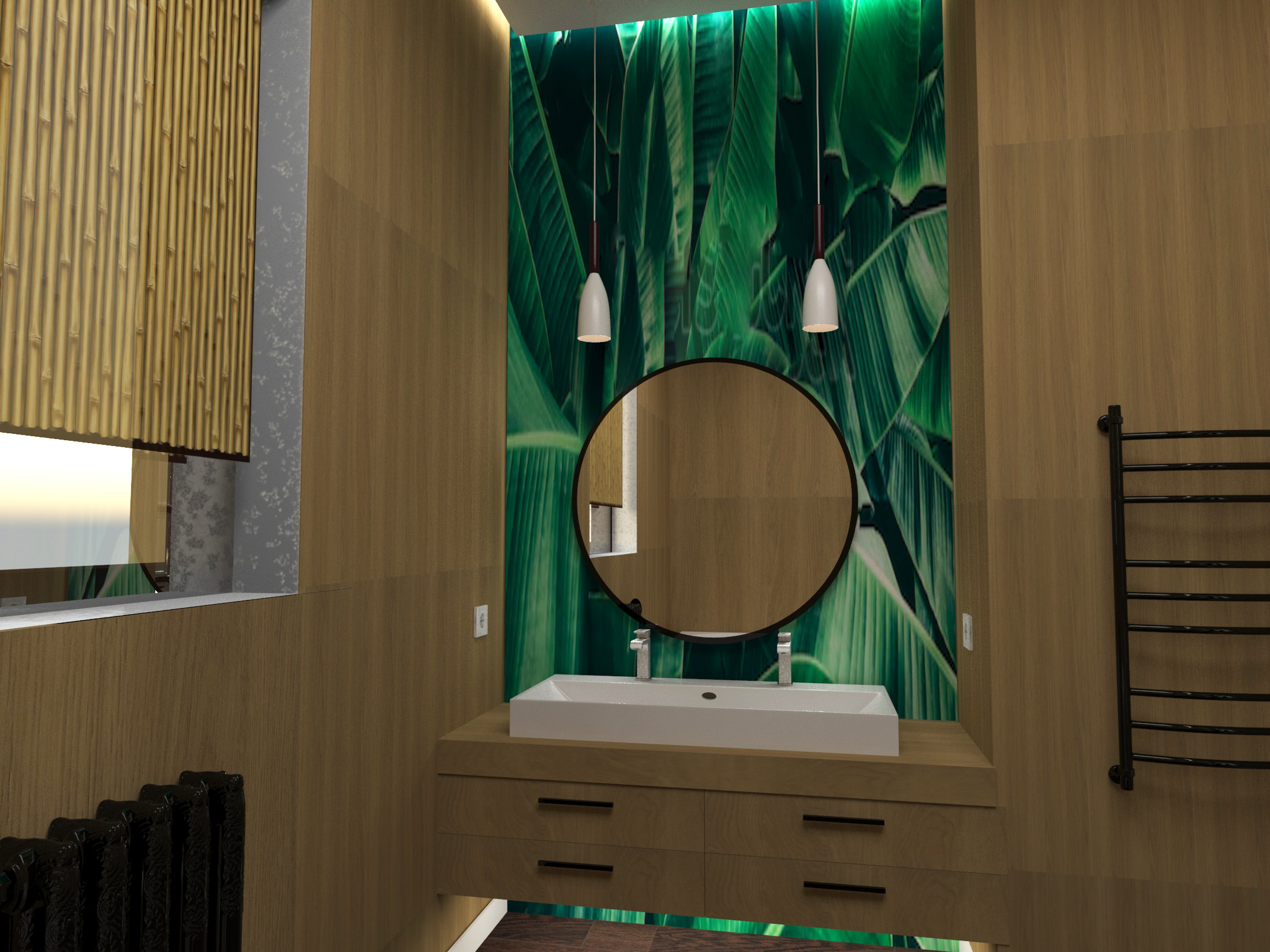 Интерьер детской комнаты и санузла в загородном доме 