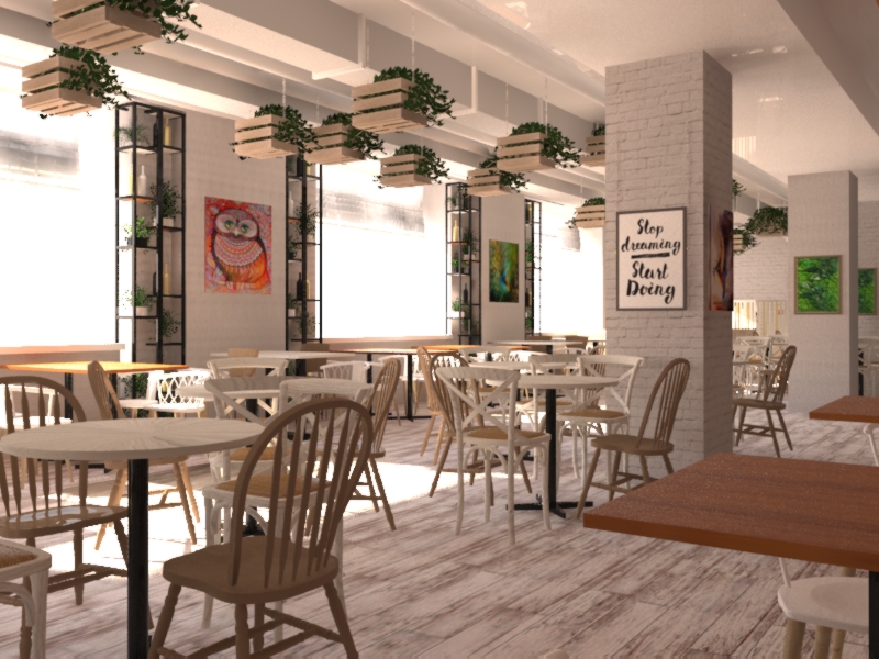 Проект интерьера кафе-ресторана в Бизнес центре "Большевик"