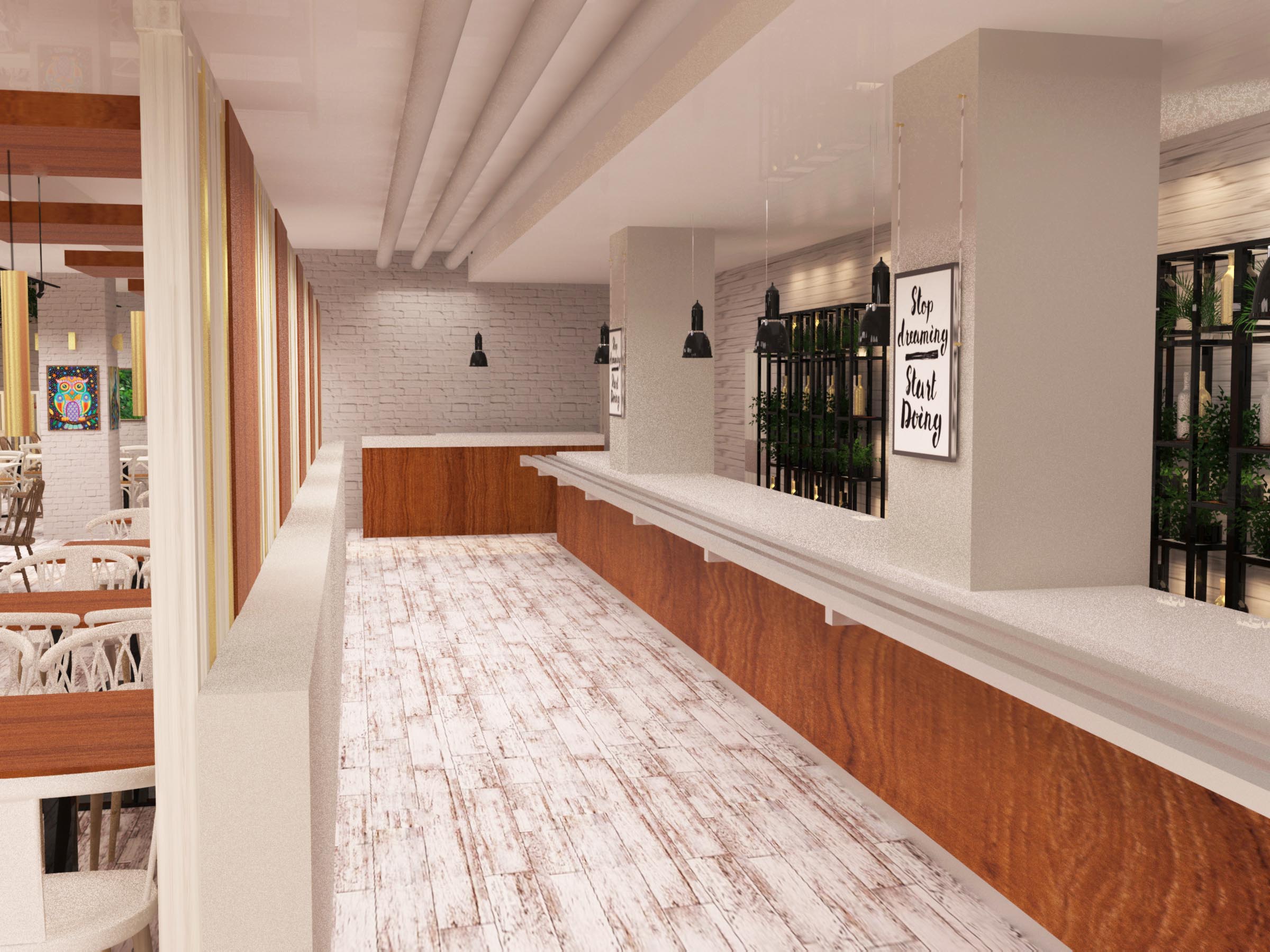 Проект интерьера кафе-ресторана в Бизнес центре "Большевик"