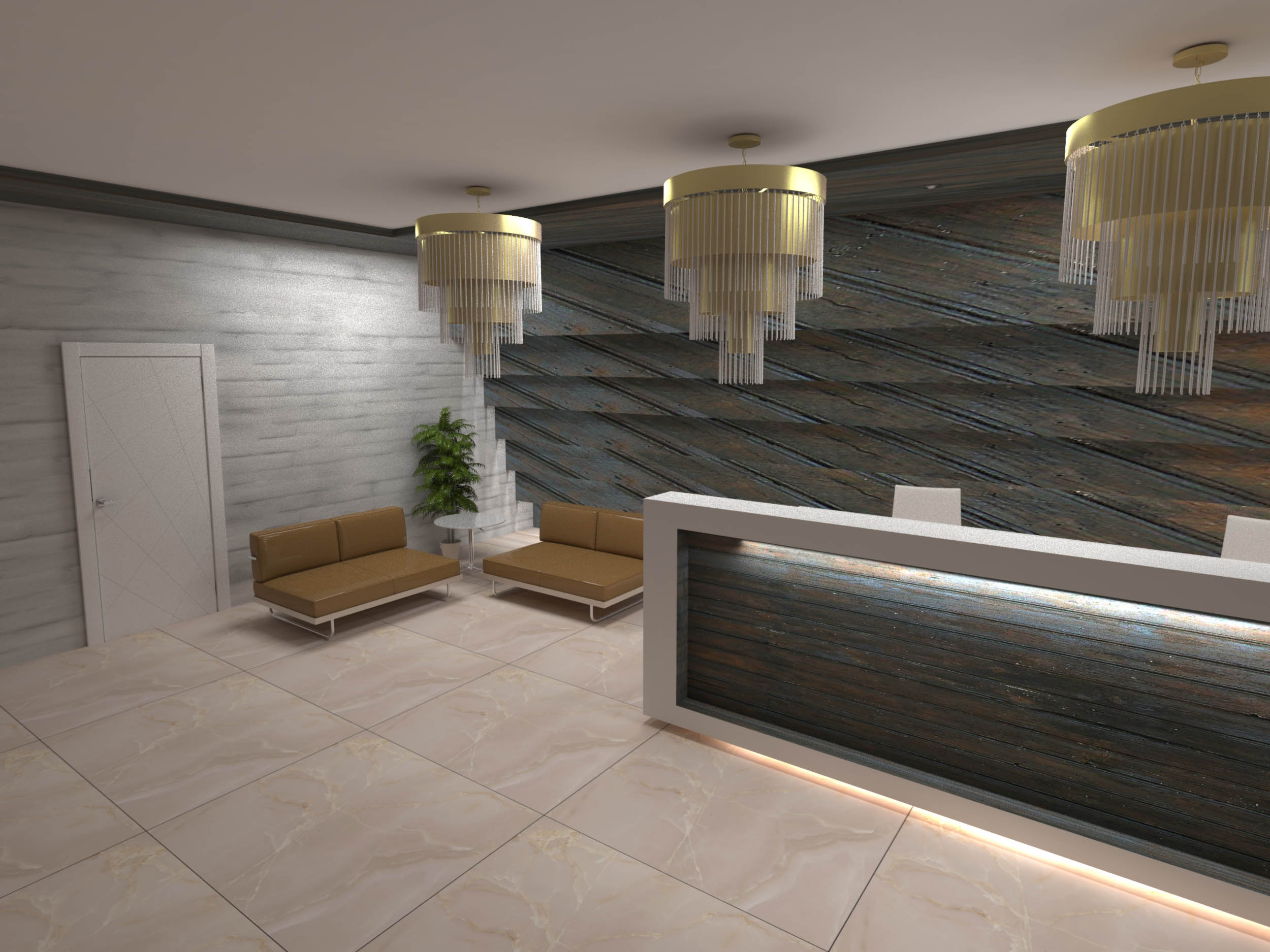 Интерьер зоны ресепшен для офиса 