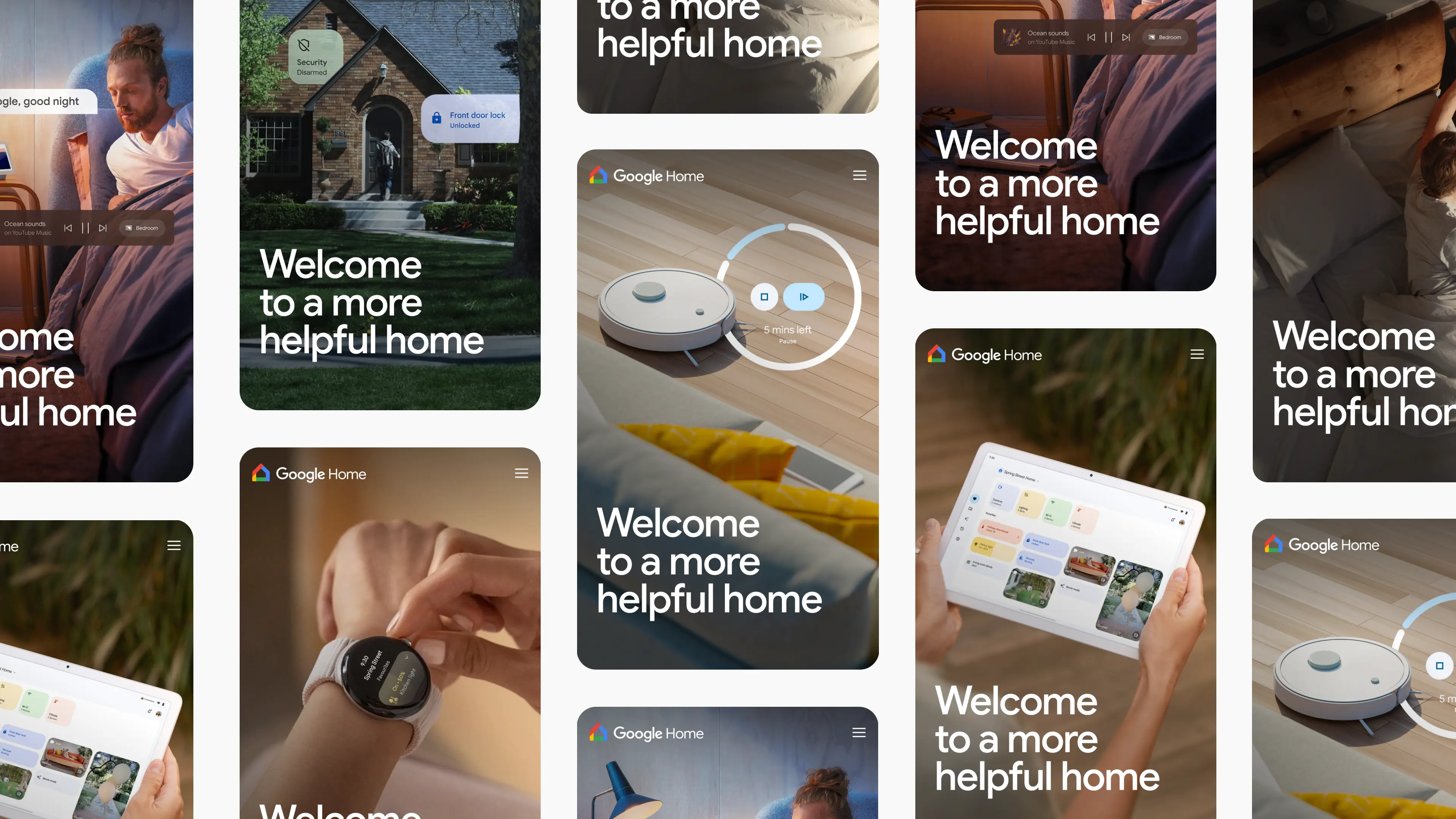 Google Home website on mobile screens