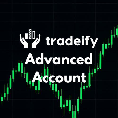 Tradeify Advanced Account with green stock chart