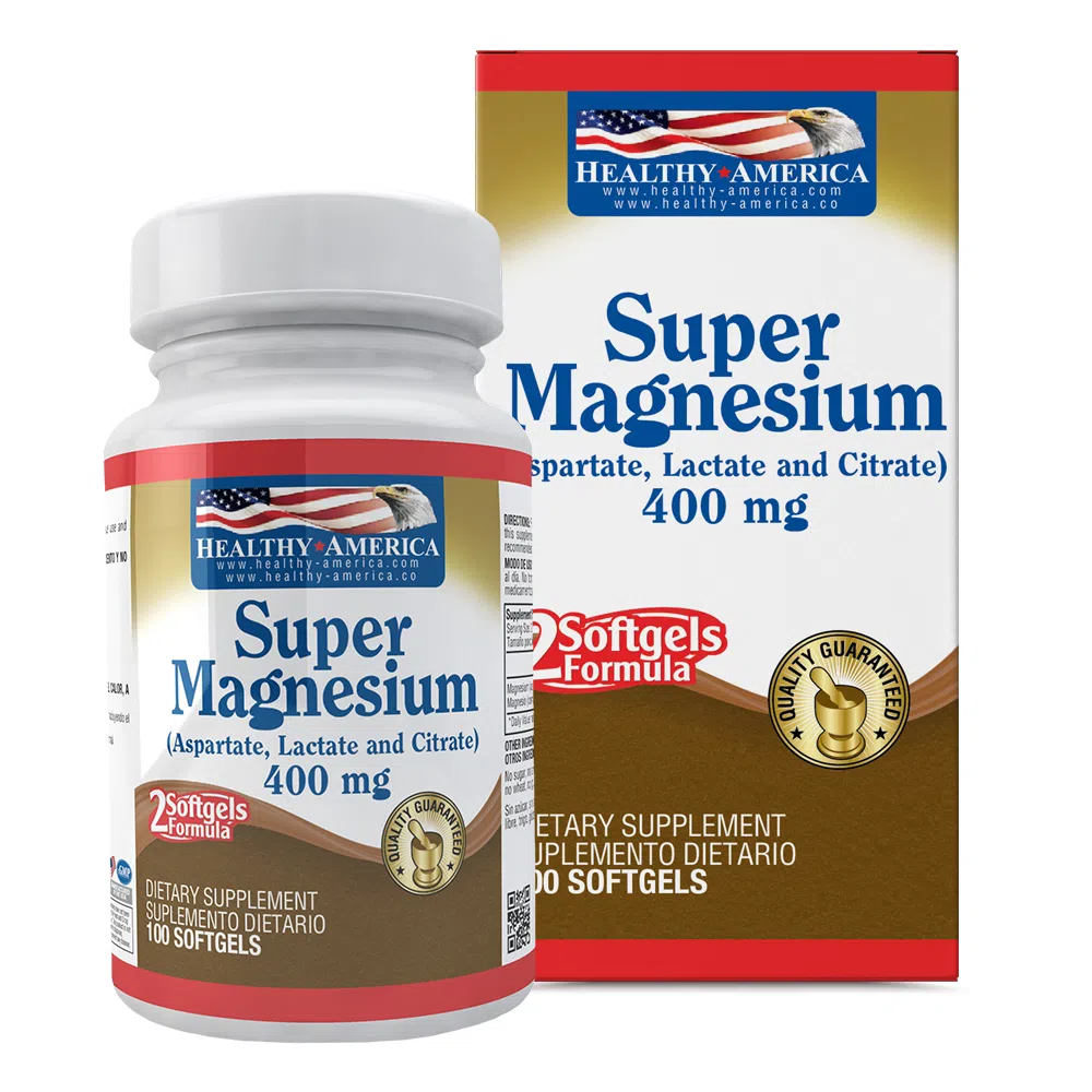 SUPER MAGNESIUM 400MG 100 SOFTGELS - HEALTHY AMERICA