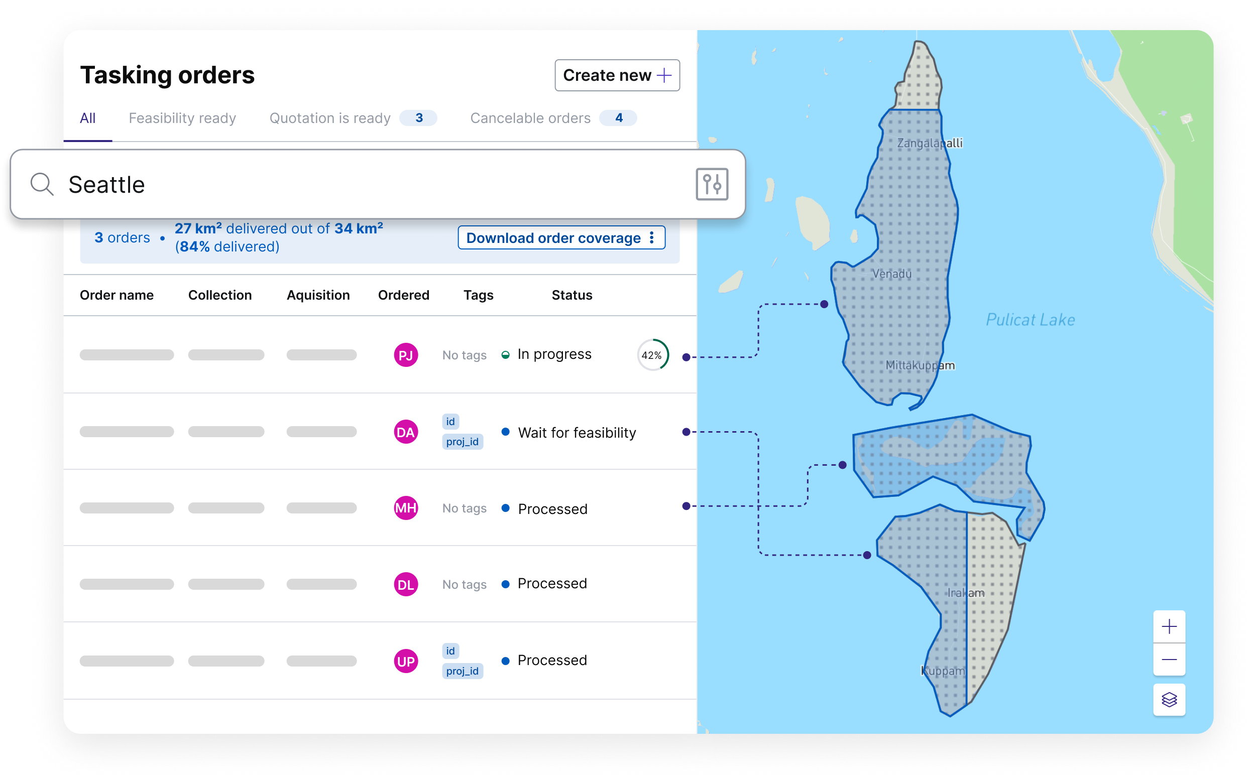 Tasking - Filter and view multiple orders