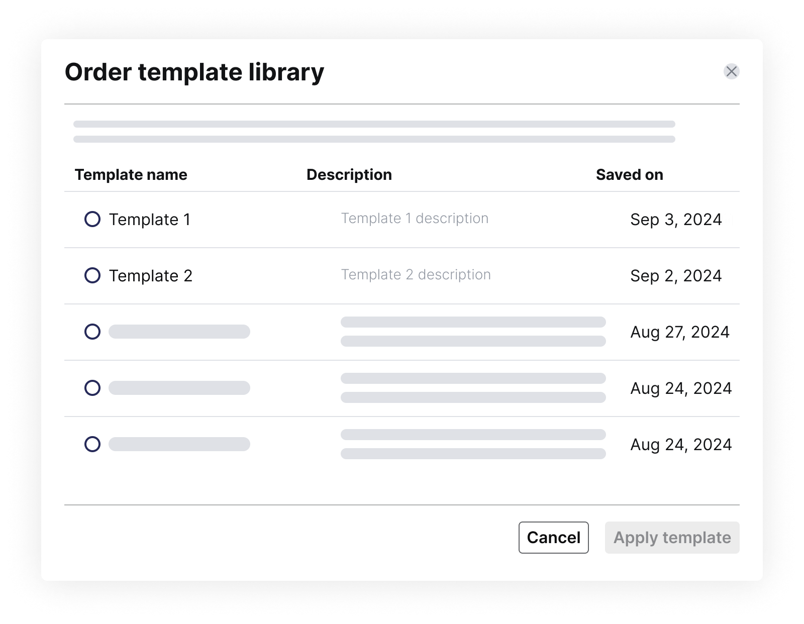 Tasking - Order template library