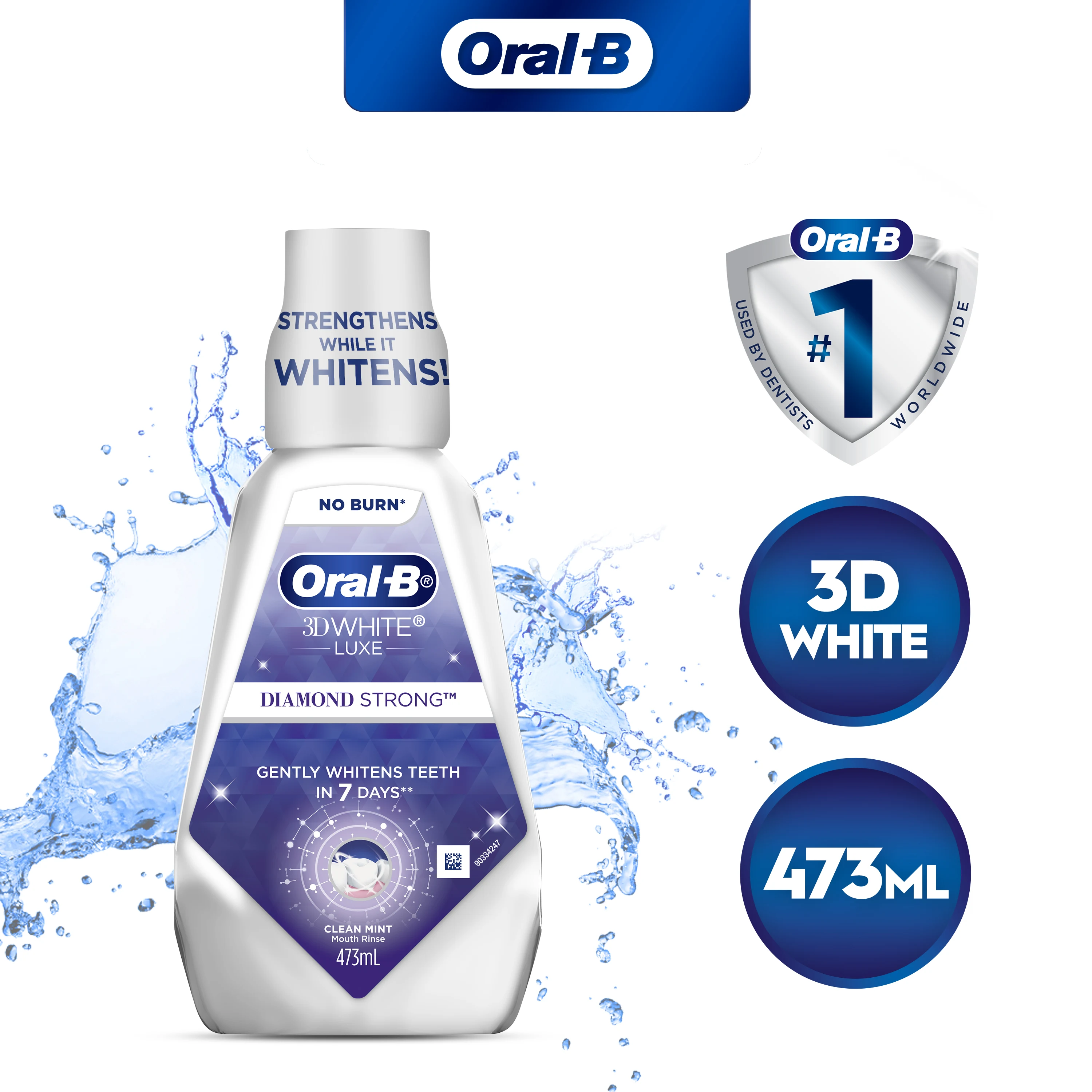 Oral-B 3D White Luxe Diamond Strong Clean Mint Mouthwash  