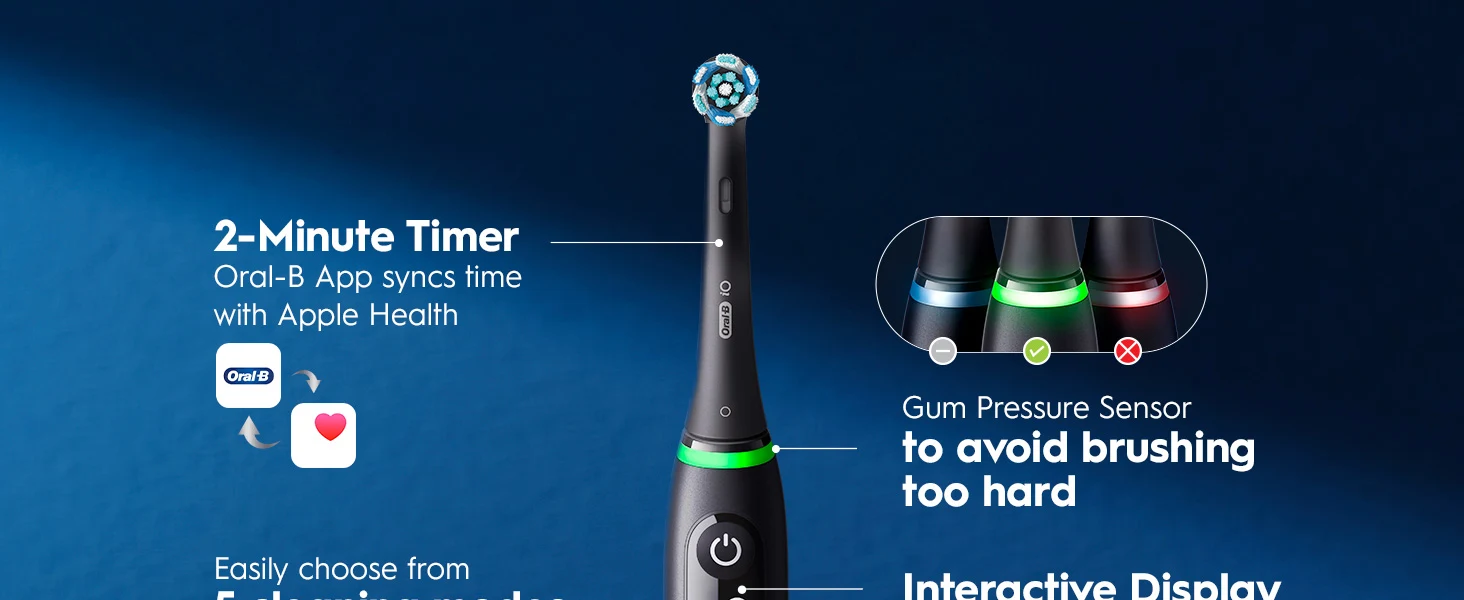 Oral-B electric toothbrush featuring 2-minute timer, gum pressure sensor and app connectivity