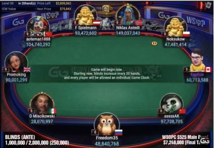 WSOP uper Circuit Online Series RING #18: $525 Main Event final table