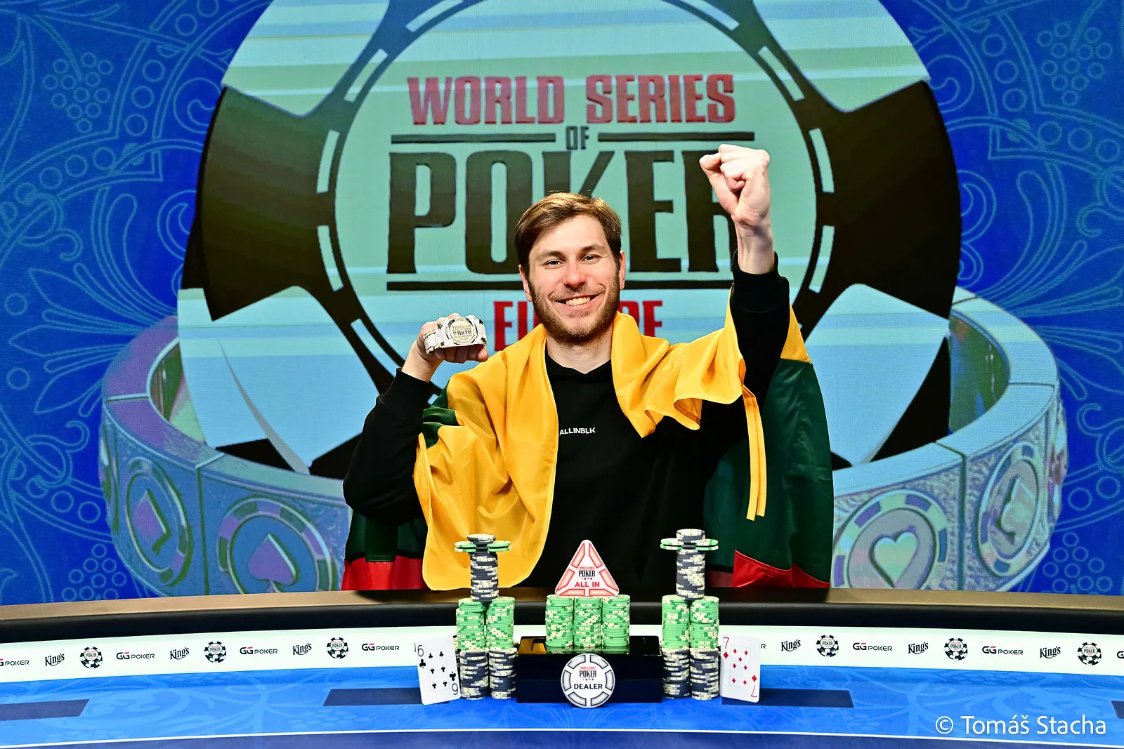 Marius Kudzmanas - WSOPE 2026 Main Event Champion (Credit: Tomás Stacha)