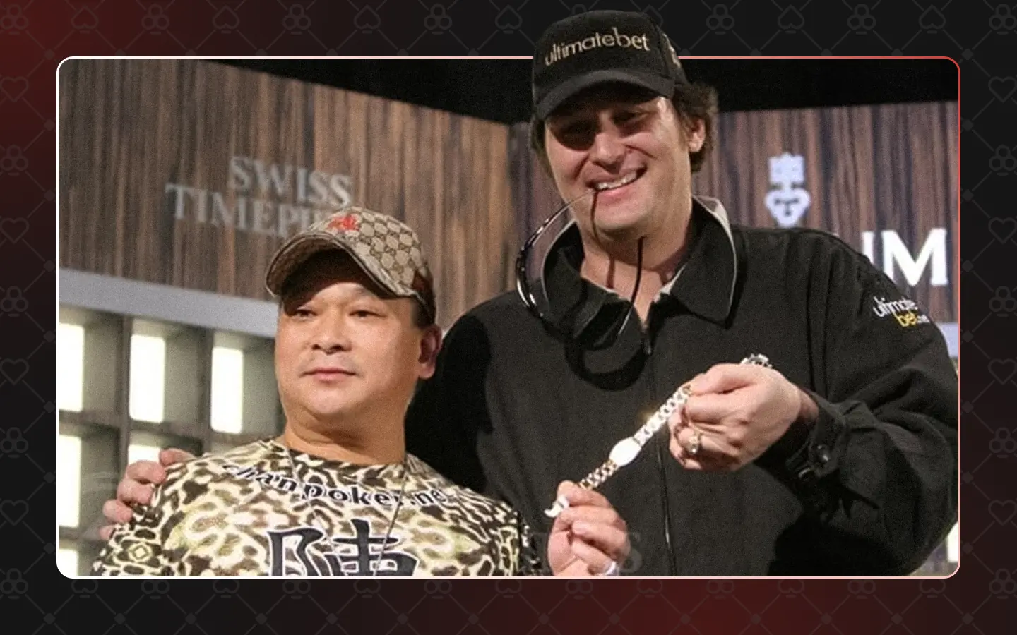 Johnny Chan's WSOP Bracelet win next to Phil Hellmuth