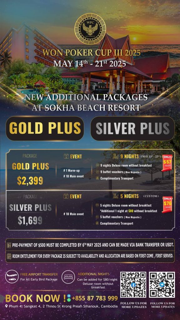 Sokha Resort Packages for Won Poker Cup III