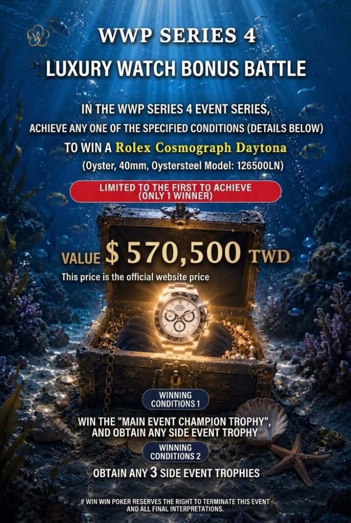 Win Win Poker's Luxury Watch Bonus Battle features a Rolex Cosmograph Daytona