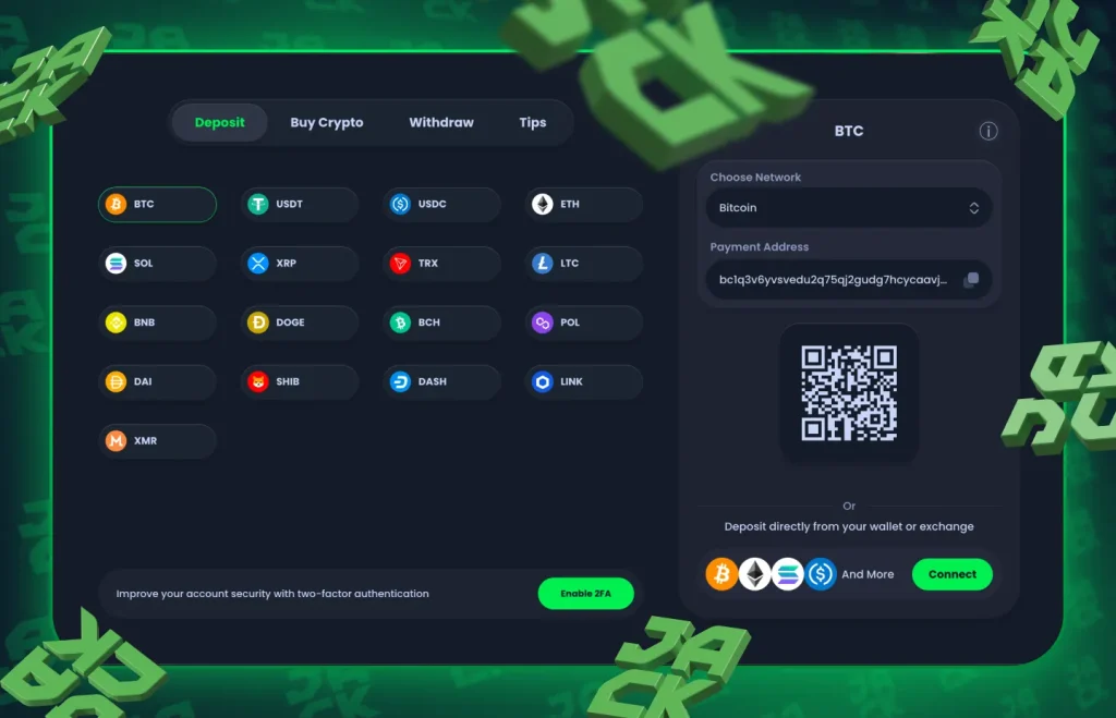 Jack Casino Crypto Payments
