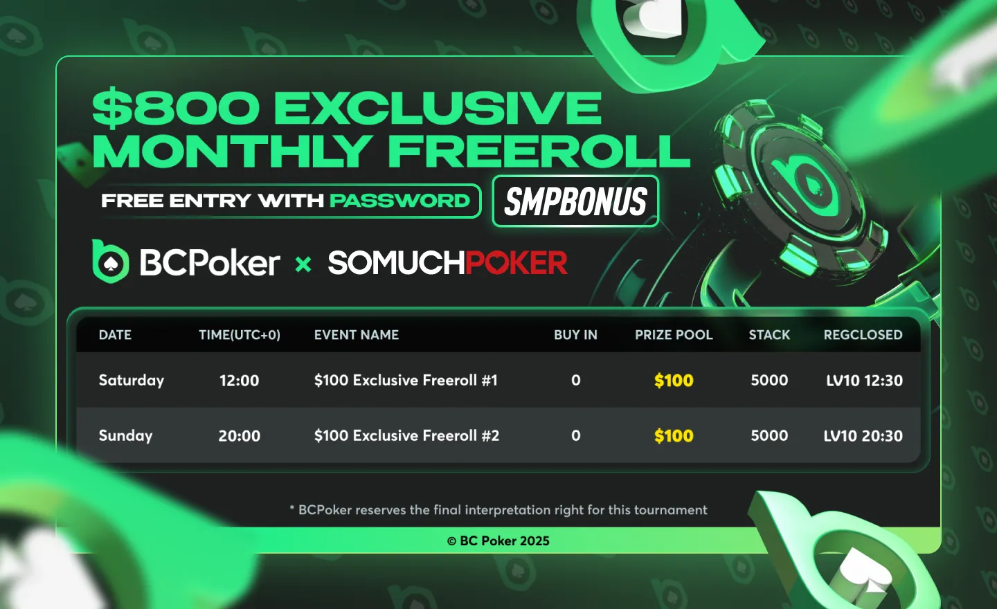 Join the Exclusive Somuchpoker x BCPoker Freeroll Series