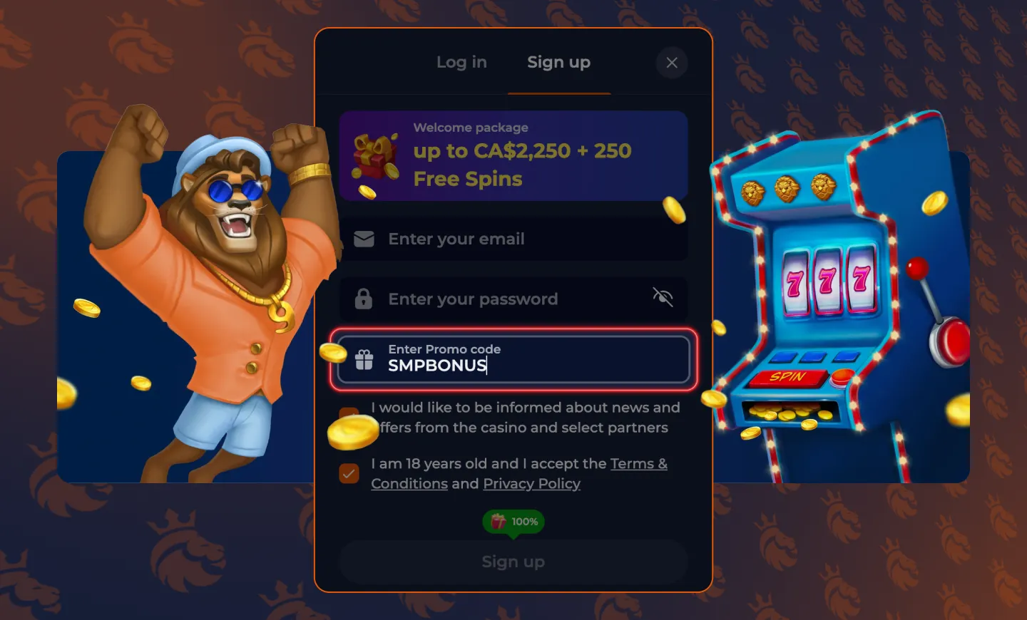 NINE Casino Promo Code - SMPBONUS