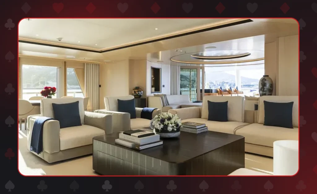 The luxury of the interior of the Synthesis mega-yacht satisfies all needs