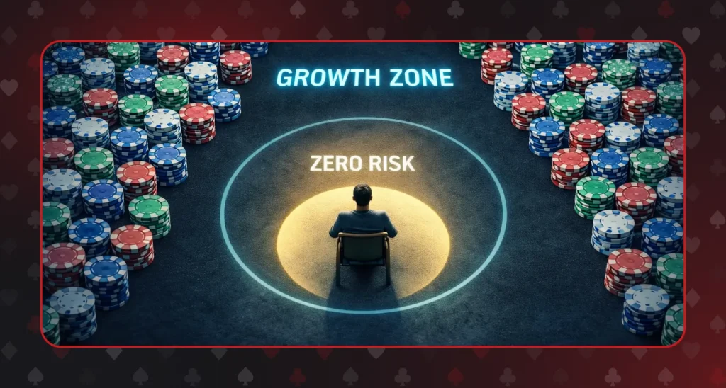 Taking no risks and missing poker bluffs will build obstacles for you to grow