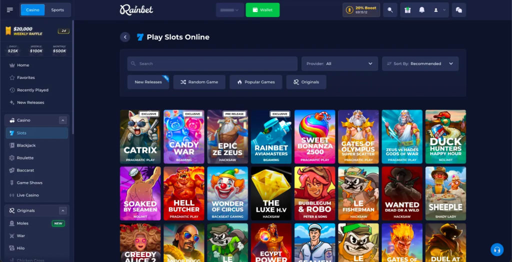 Inside the Rainbet Casino Lobby