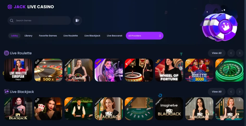 Jack Casino Live Dealers Lobby
