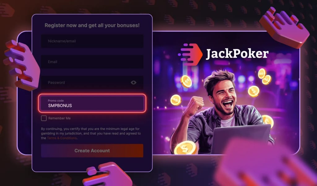 JackPoker Promo Code SMPBONUS – Sign Up