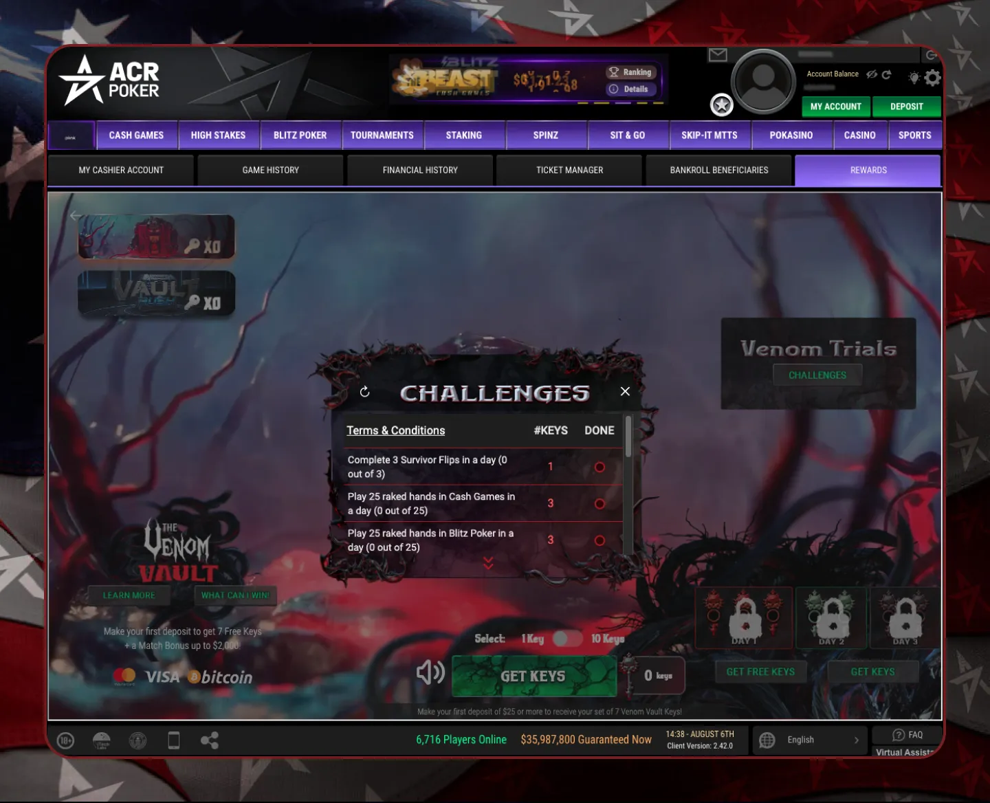 ACR Venom Vault in the Poker Client