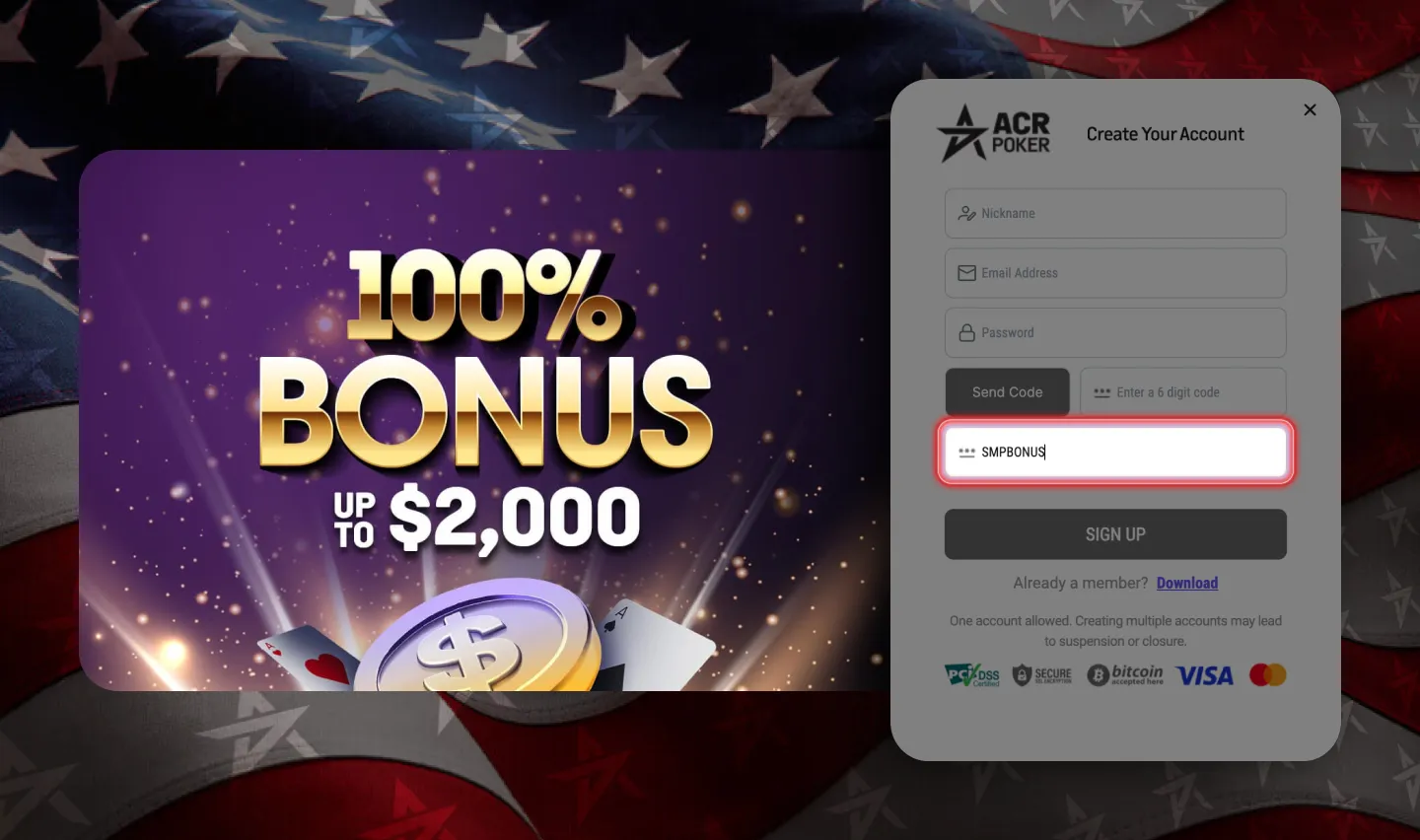Sign up - ACR Poker Promo Code 2025
