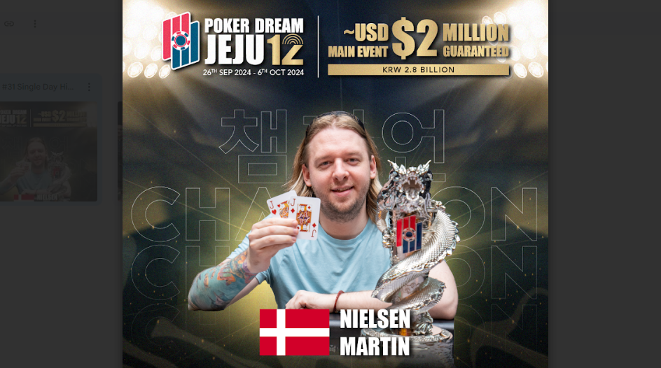 Martin Nielsen wins Single Day High Roller at Poker Dream Jeju 12