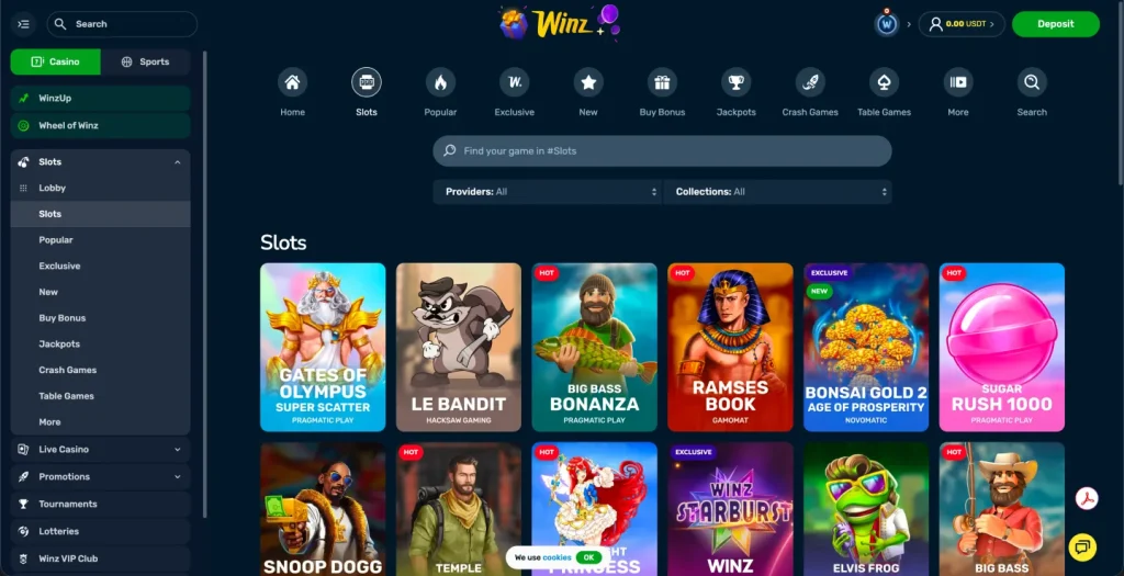 Winz Casino Game Lobby - 6,000+ Games