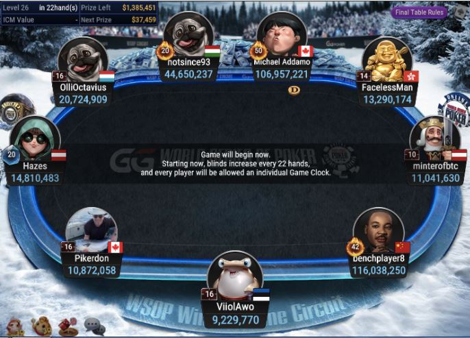 WSOPC #15 – $400 NEW YEAR COLOSSUS final table