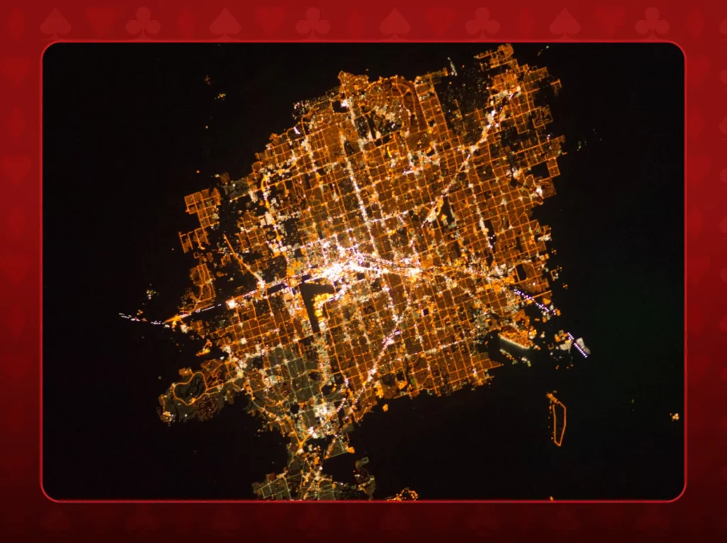 You can see the Las Vegas Strip even from this distance - not the beam of Luxor, however