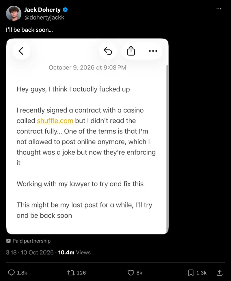 Jack Doherty Shuffle Contract Announcement
