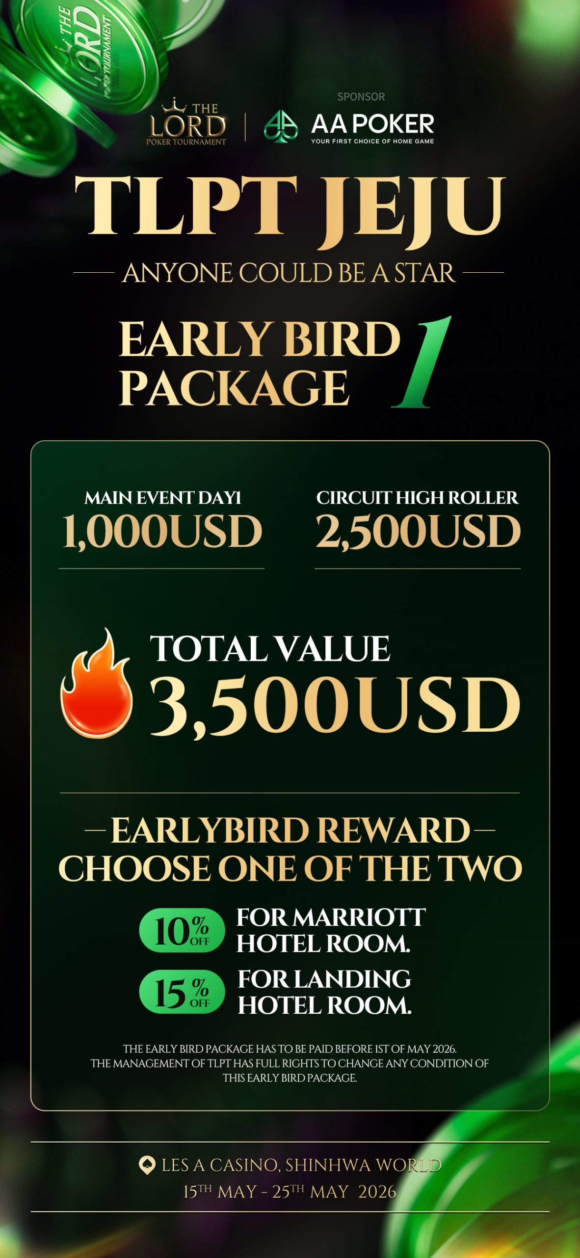 Early Bird Package Option 1 - TLPT Jeju