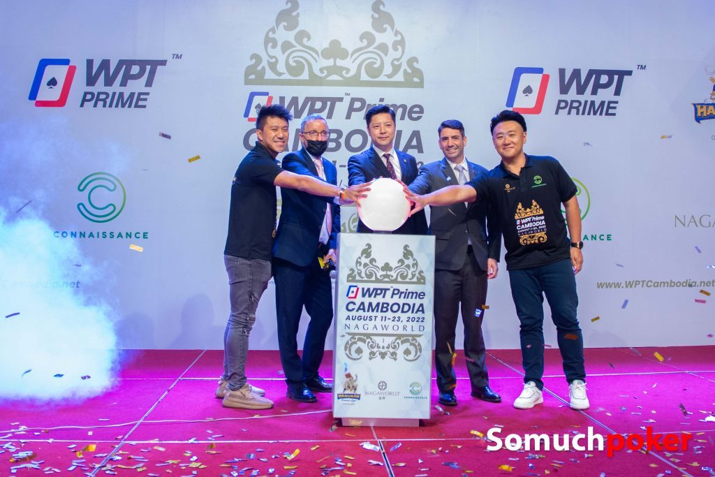 Opening ceremony of WPT Prime Cambodia – pictured Kelvin Chua, Danny McDonagh, Cherchi Chen, Chris Tessitore, Bryan Huang
