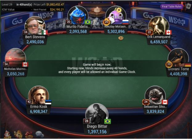 WSOP #69 – $1500 Marathon NLH [ Asia ] final table
