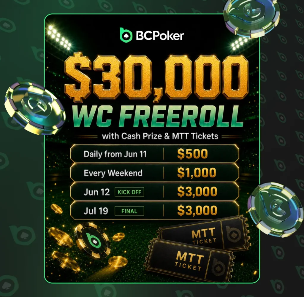 BCPoker WC Freeroll - Free to Enter