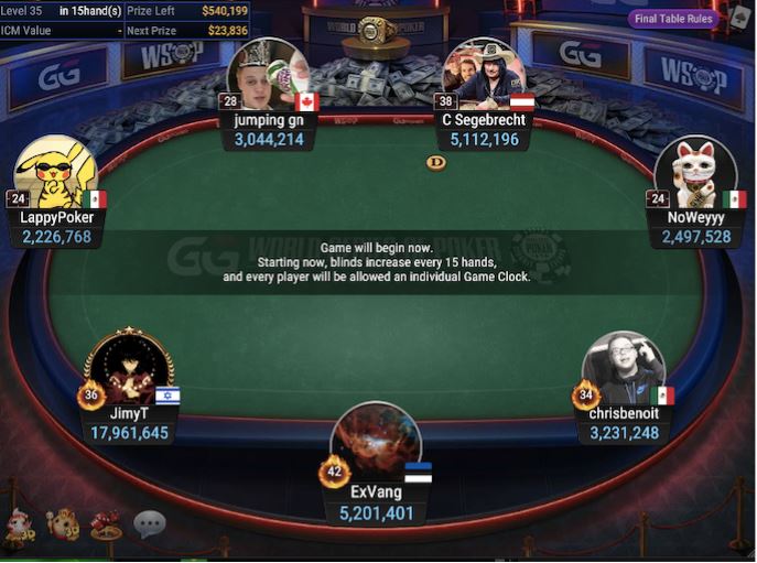 WSOP Super Circuit Online Series RING #4: $800 NLH 6-Max Championship final table