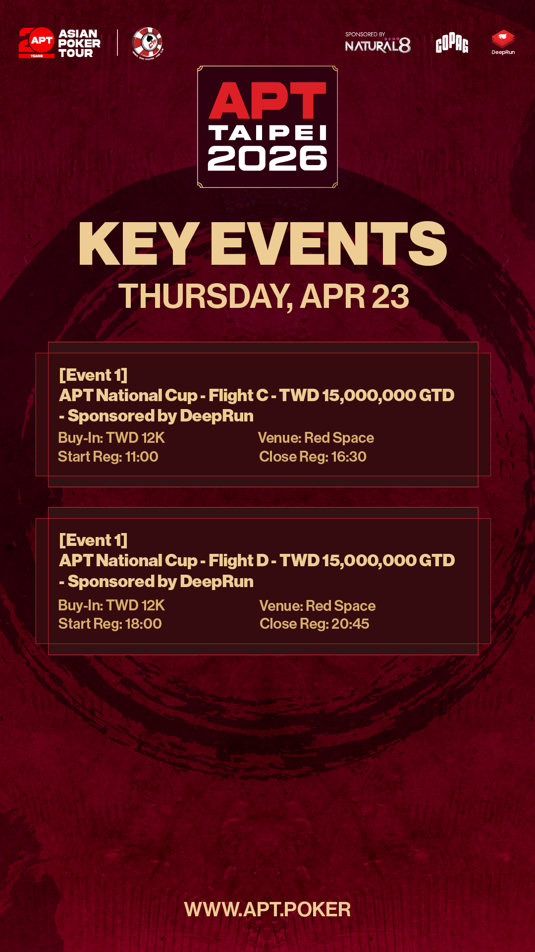 APT Taipei 2026 - Schedule Thursday 23 April