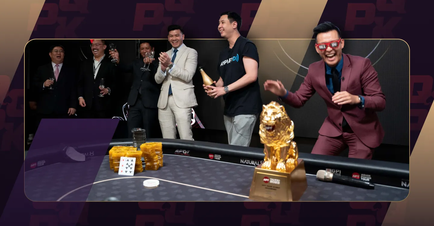 Punnat Punsri APT Main Event win next to Michael Soyza and Greg Goes All-in