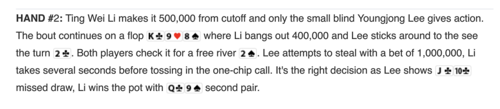 Ting Wei Li Catches A Bluff