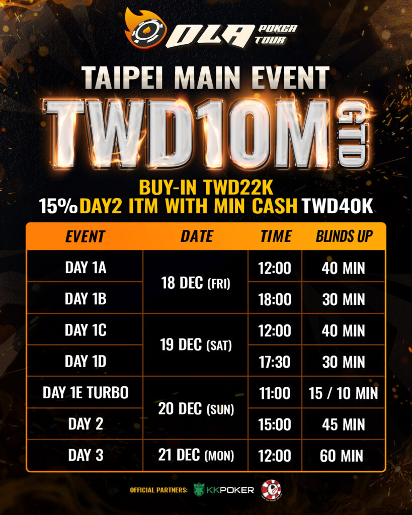 Ola Poker Tour Main Event Schedule