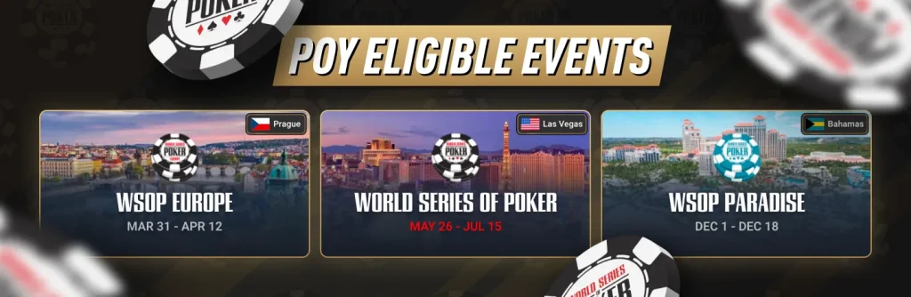 POY points count across WSOP Europe, WSOP Las Vegas, and WSOP Paradise in 2026