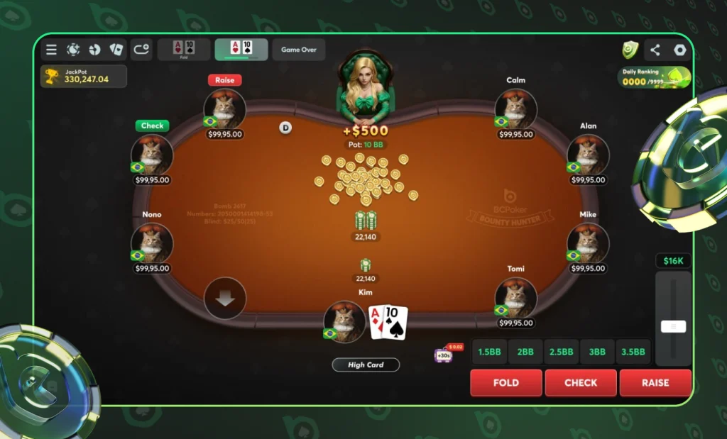 BCPoker drops real cash directly into the Main Pot of NLHE tables