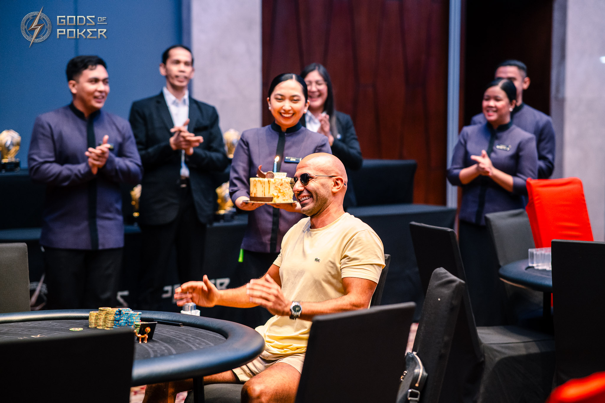 Fawzi Fayez celebrates his birthday during GOP Manila 2026 (Photo Credit: Gods of Poker)