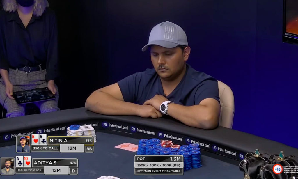 Nitin Arora – Main Event champion – Photo credit PokerBaazi YouTube