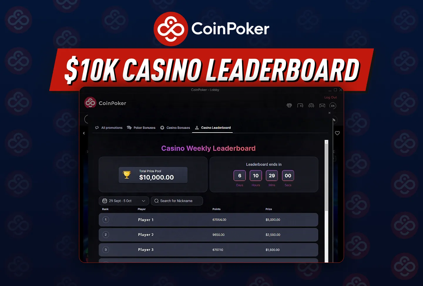 CoinPoker Casino - Leaderboard Prizes