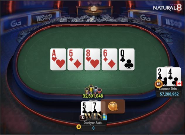 WSOP #83 – $10K WSOP Super MILLION$ – a hero call with bottom pair by runner-up finisher Aubakirov