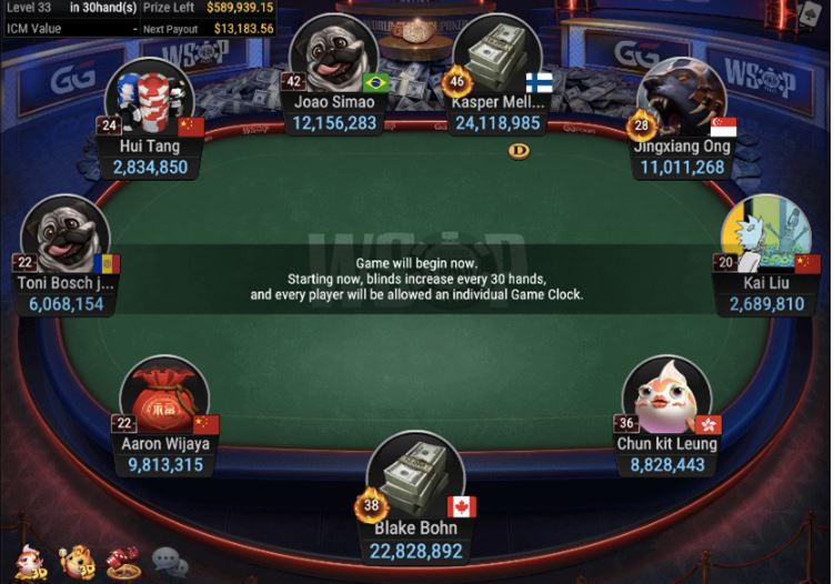 WSOP #38 – $600 Monster Stack NLHE 6 Handed. final table