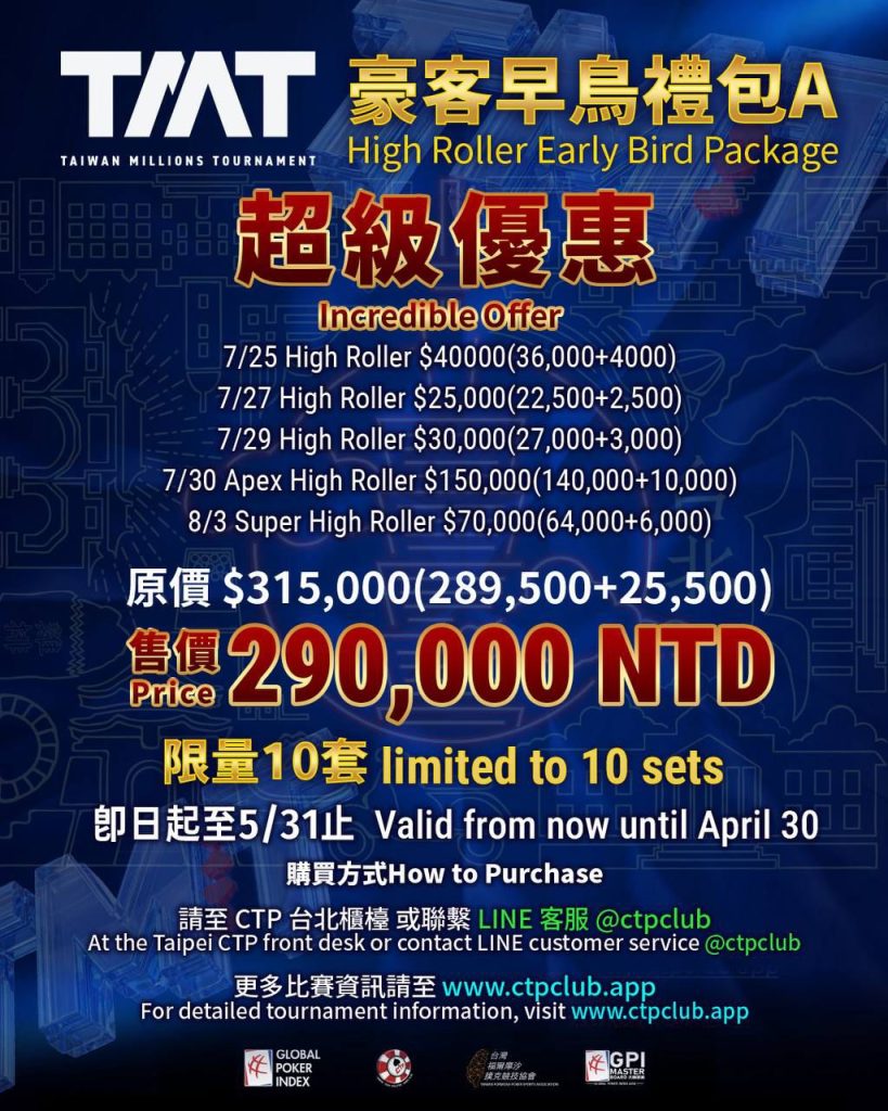 MT20 - High Roller Early Bird Package A