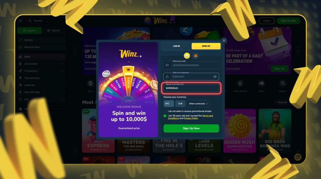 How to Sign Up with the Winz Casino Promo Code